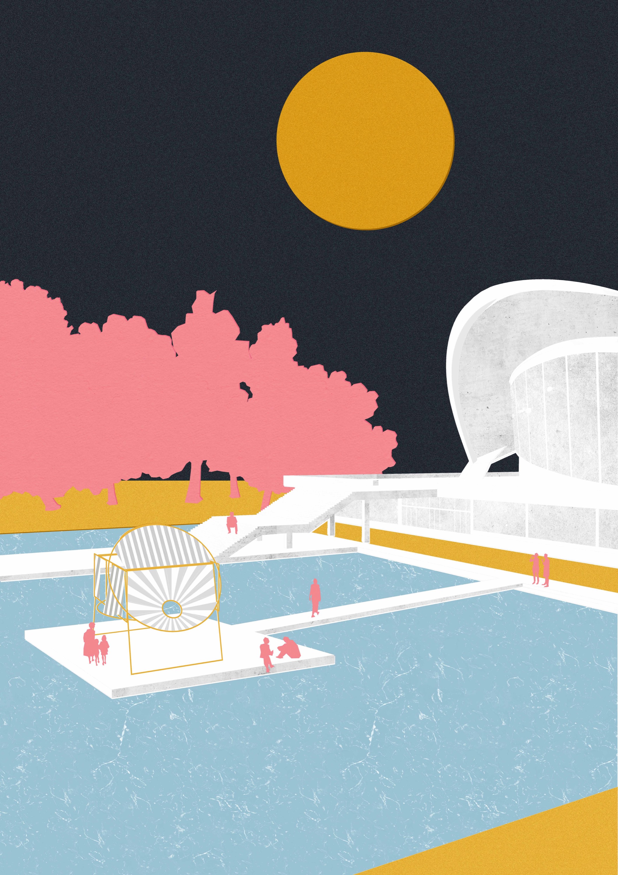 HKW Pavilion plan and structural field.