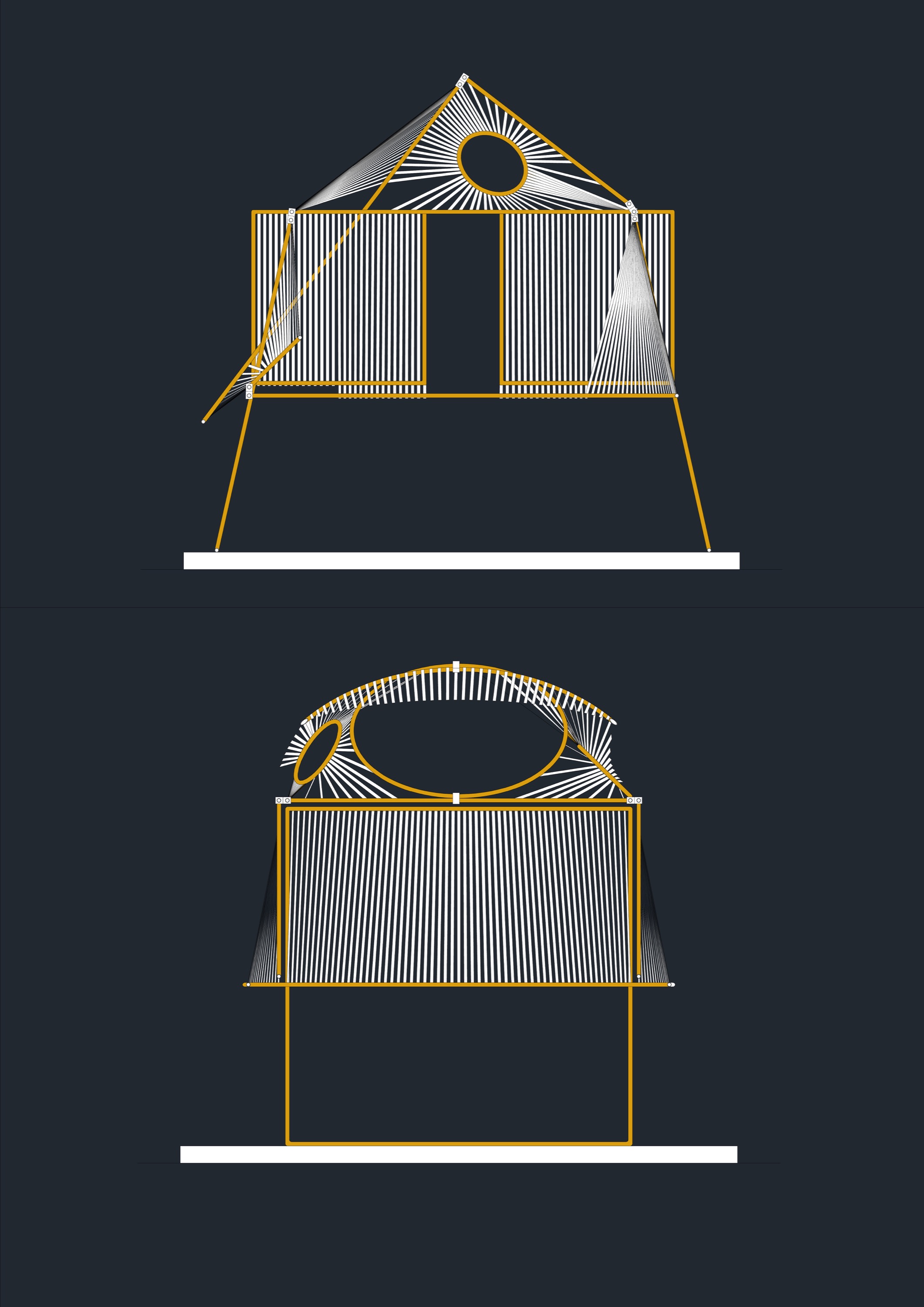 HKW Pavilion elevation and section.