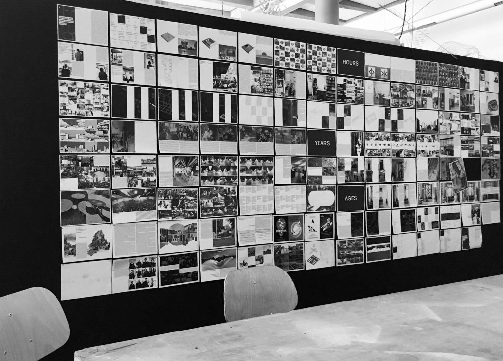 Wall installation or exhibition display of Types of Assembly materials.